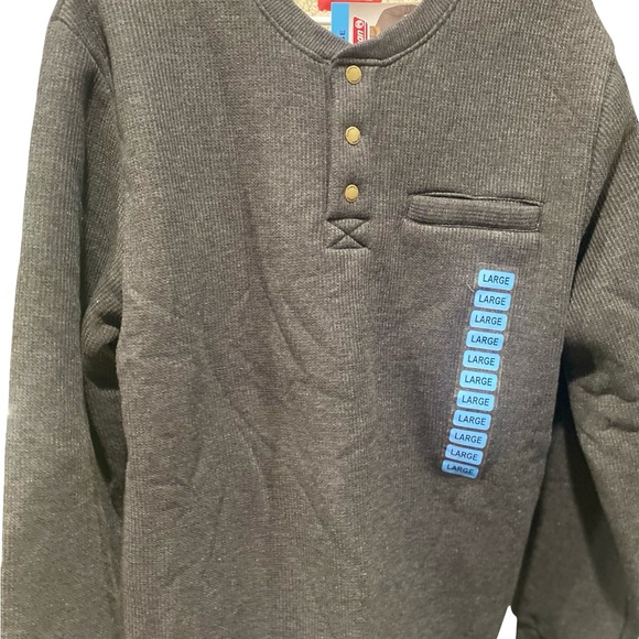 Coleman Charcoal Sherpa Fleece Henley Shirt - Picture 1 of 5